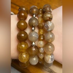 4 Glass bead handmade bracelet set - Boutique style